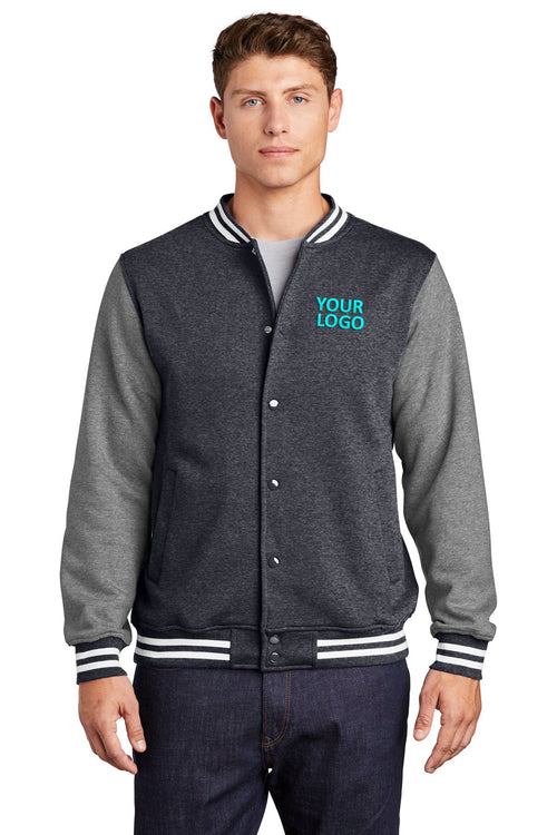 Sport-Tek Ladies Fleece Custom Letterman Jackets, Graphite Heather/ Vintage Heather