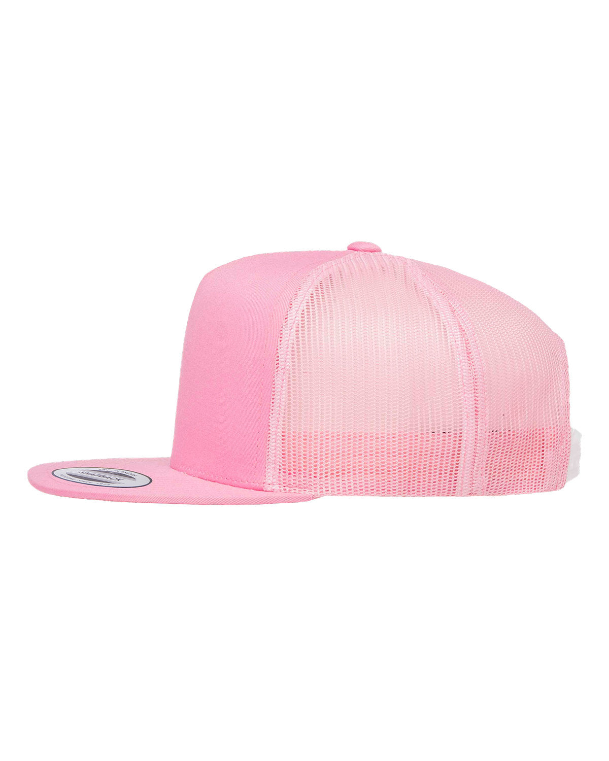 Yupoong Classic 5-Panel Branded Trucker Caps, Pink
