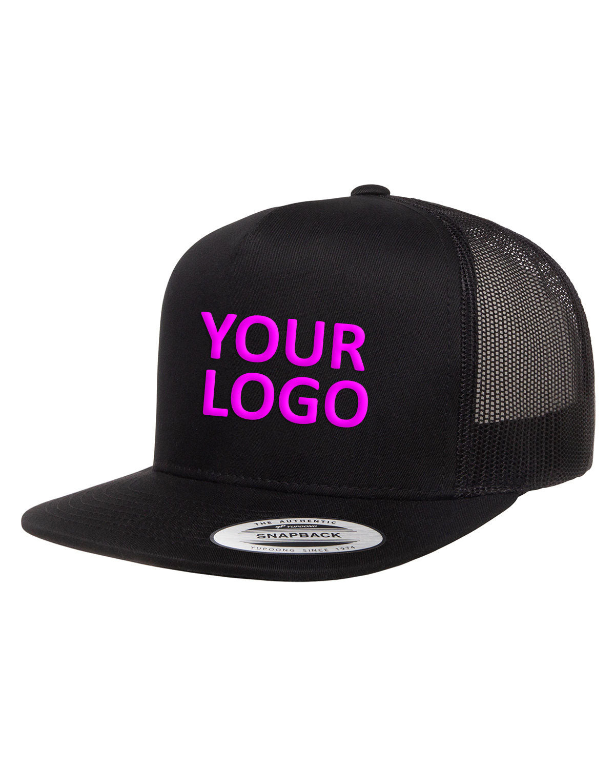 Yupoong Classic 5-Panel Custom Trucker Caps, Black