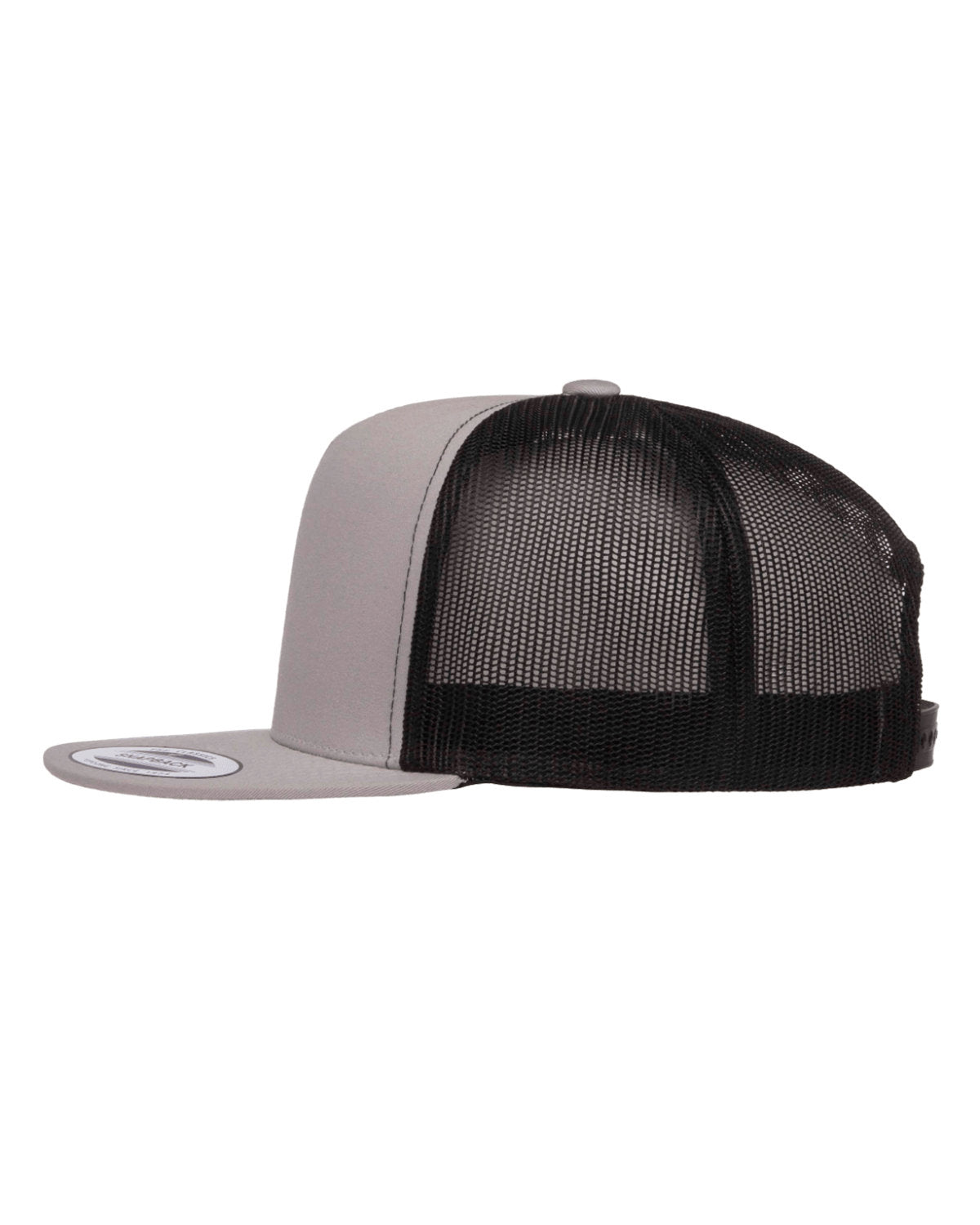 Yupoong Classic 5-Panel Custom Trucker Caps, Silver/ Black