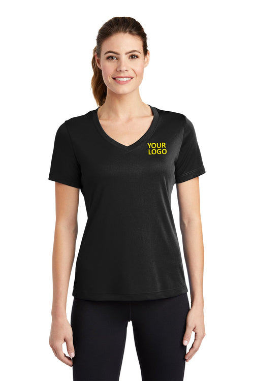 Sport-Tek Ladies Long Sleeve PosiCharge Competitor Custom V-Neck Tee's, Black