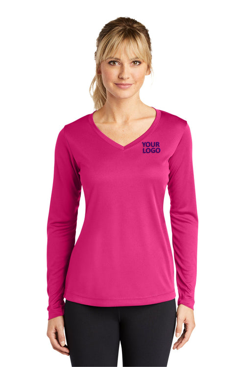 Sport-Tek Ladies PosiCharge Competitor Customized V-Neck Tee's, Pink Raspberry