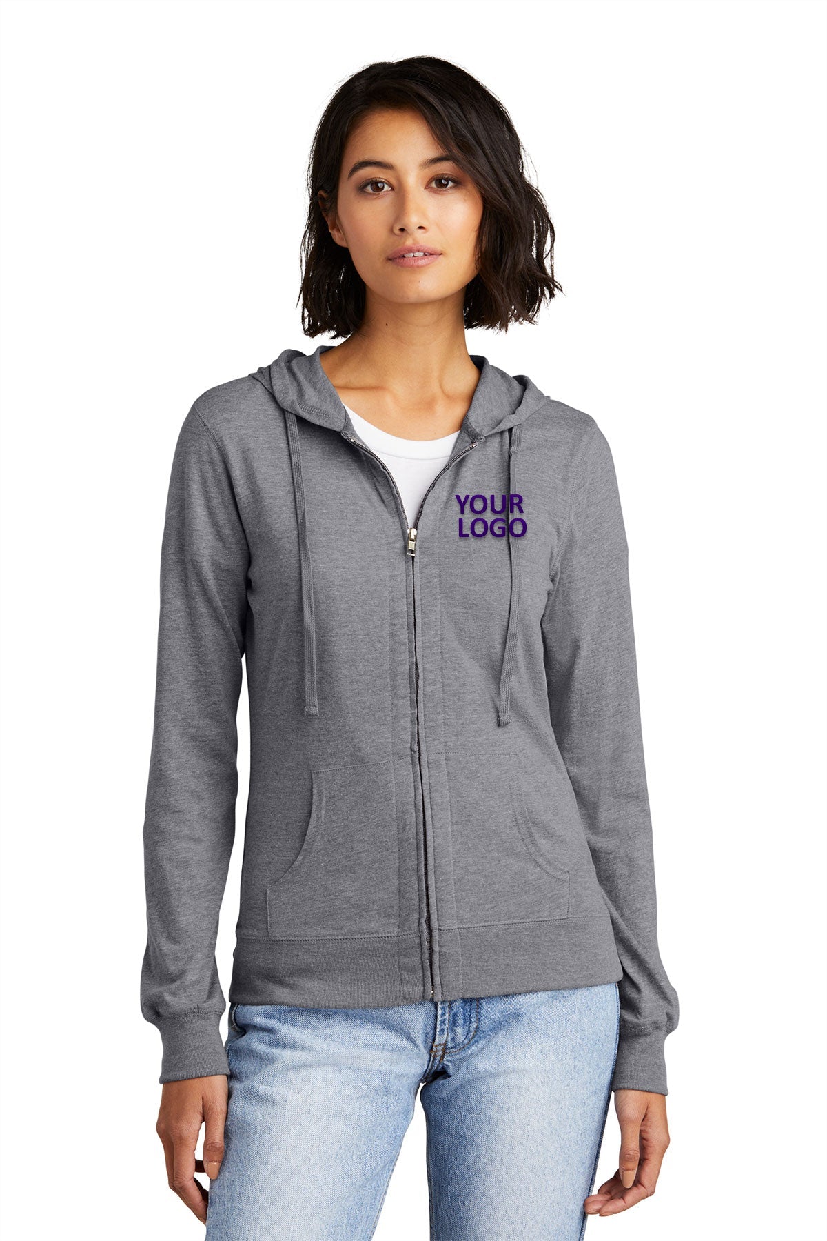 district dark heather grey dt2100 custom logo sweatshirts embroidered