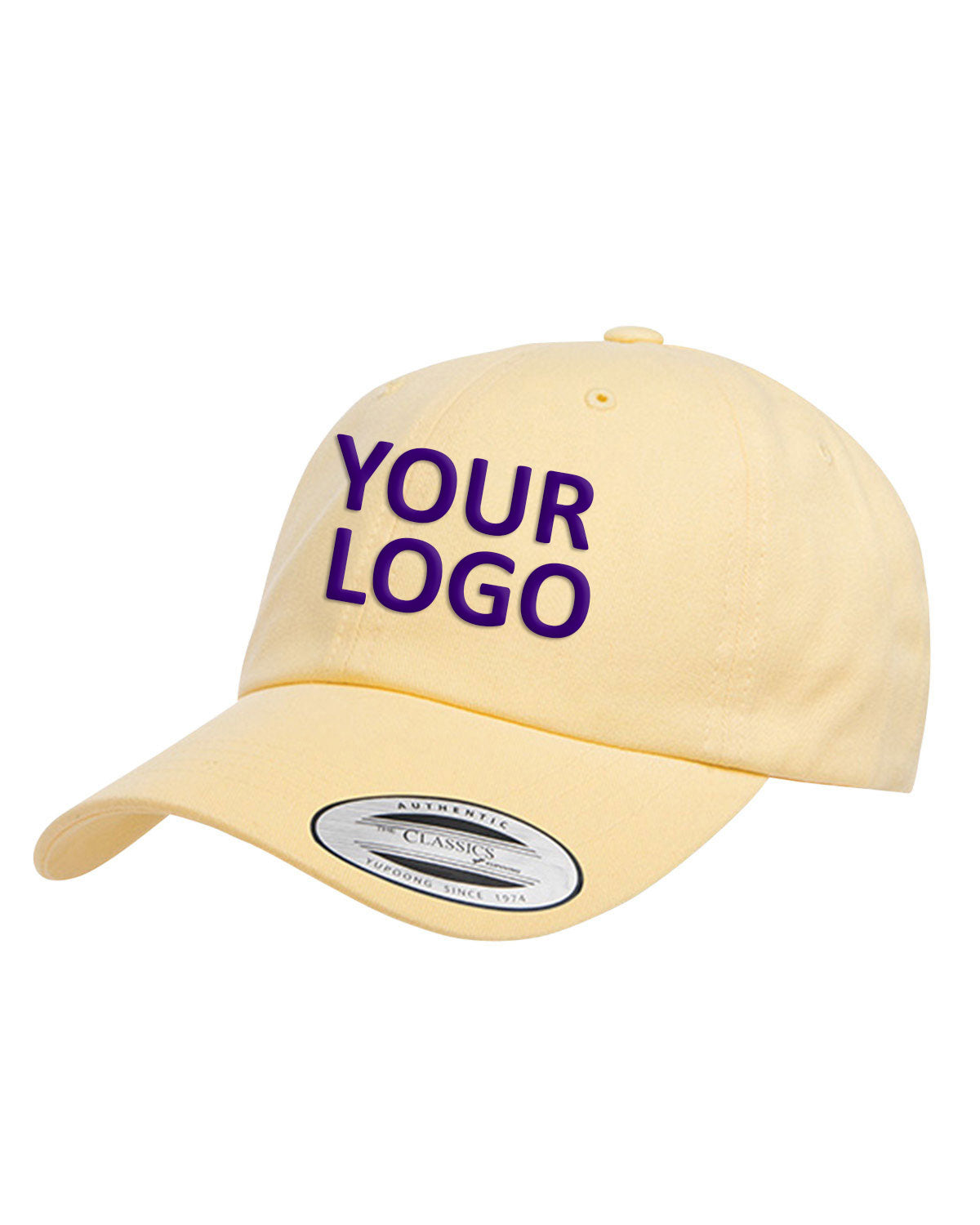 Yupoong Peached Cotton Twill Custom Dad Caps, Yellow [Gershman Mortgage]