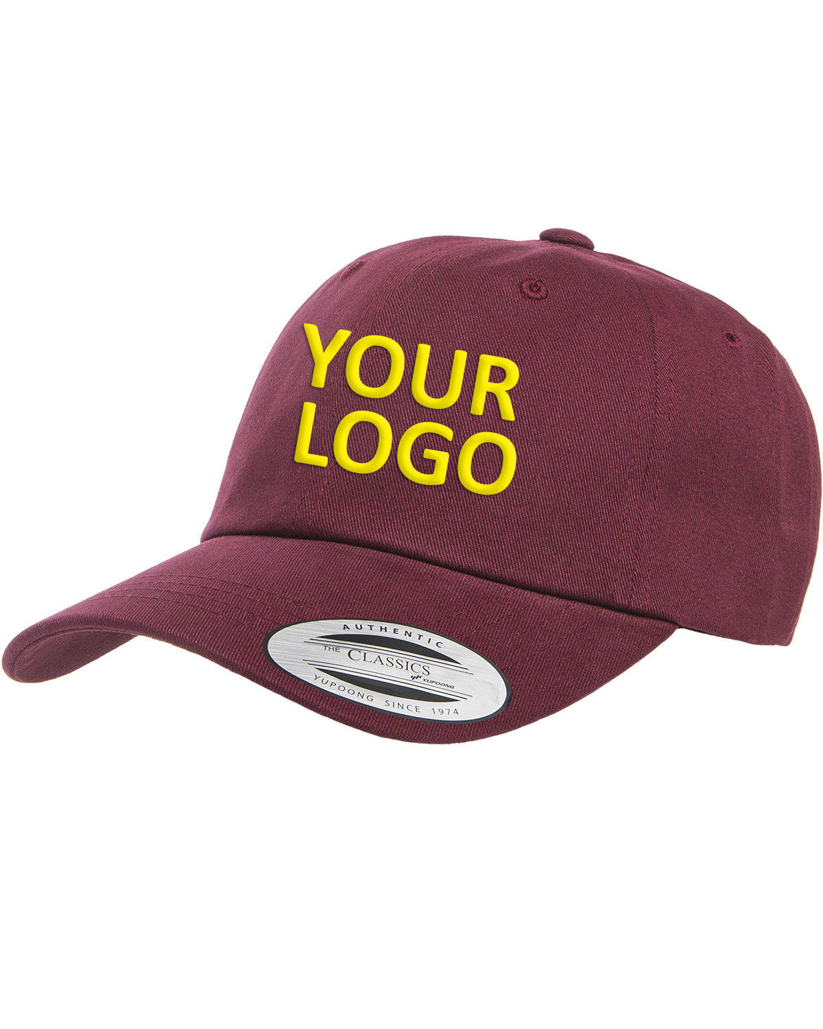 Yupoong Peached Cotton Twill Custom Dad Caps, Maroon [Gershman Mortgage]