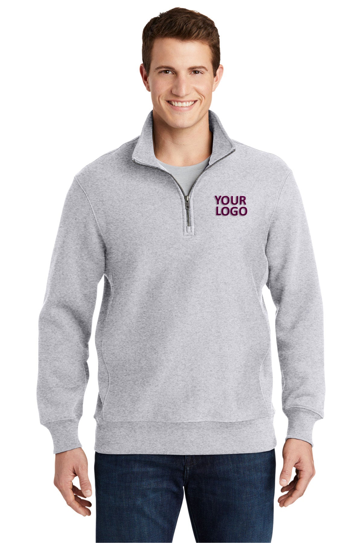 Sport-Tek Super Heavyweight 1/4-Zip Customized Pullover Sweatshirts, Athletic Heather