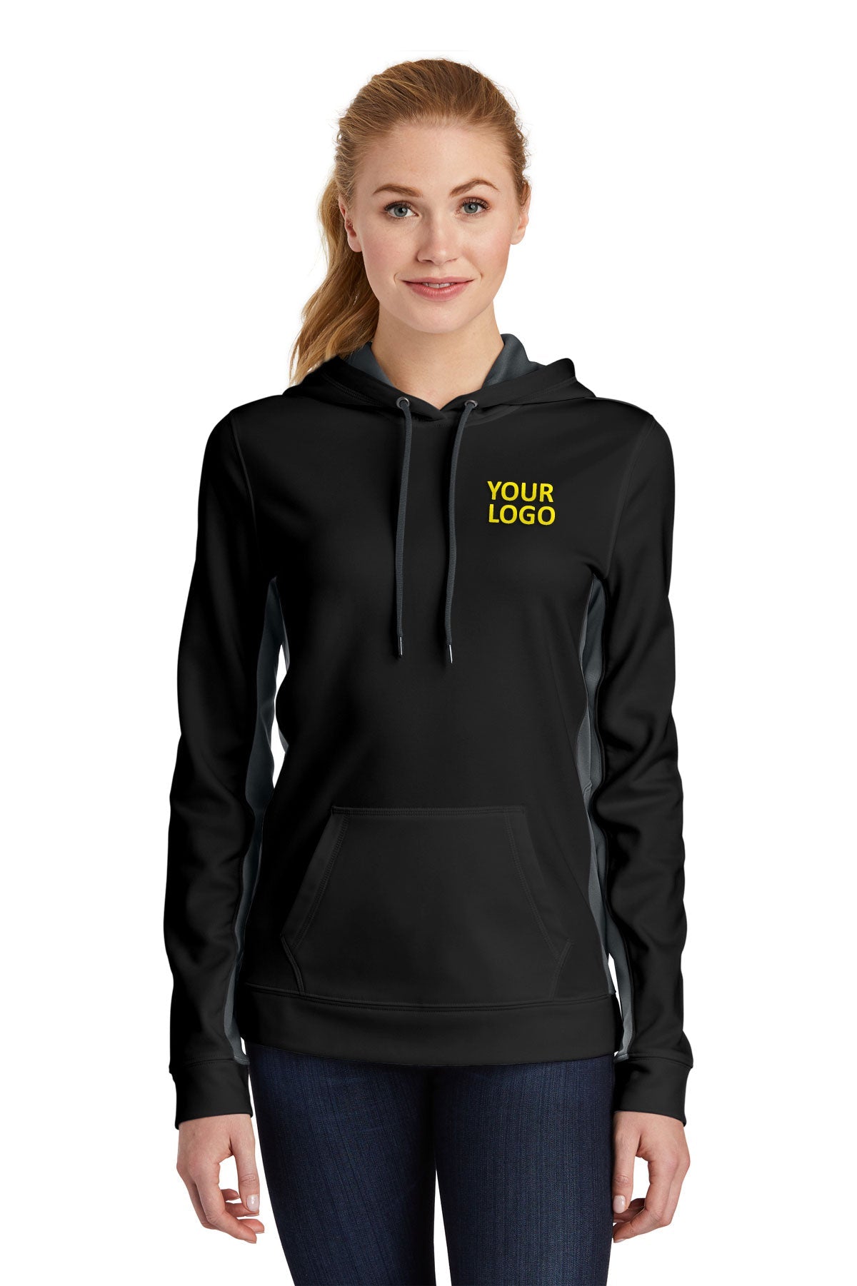 Sport-Tek Black/ Dark Smoke Grey LST235 custom sweatshirts for business