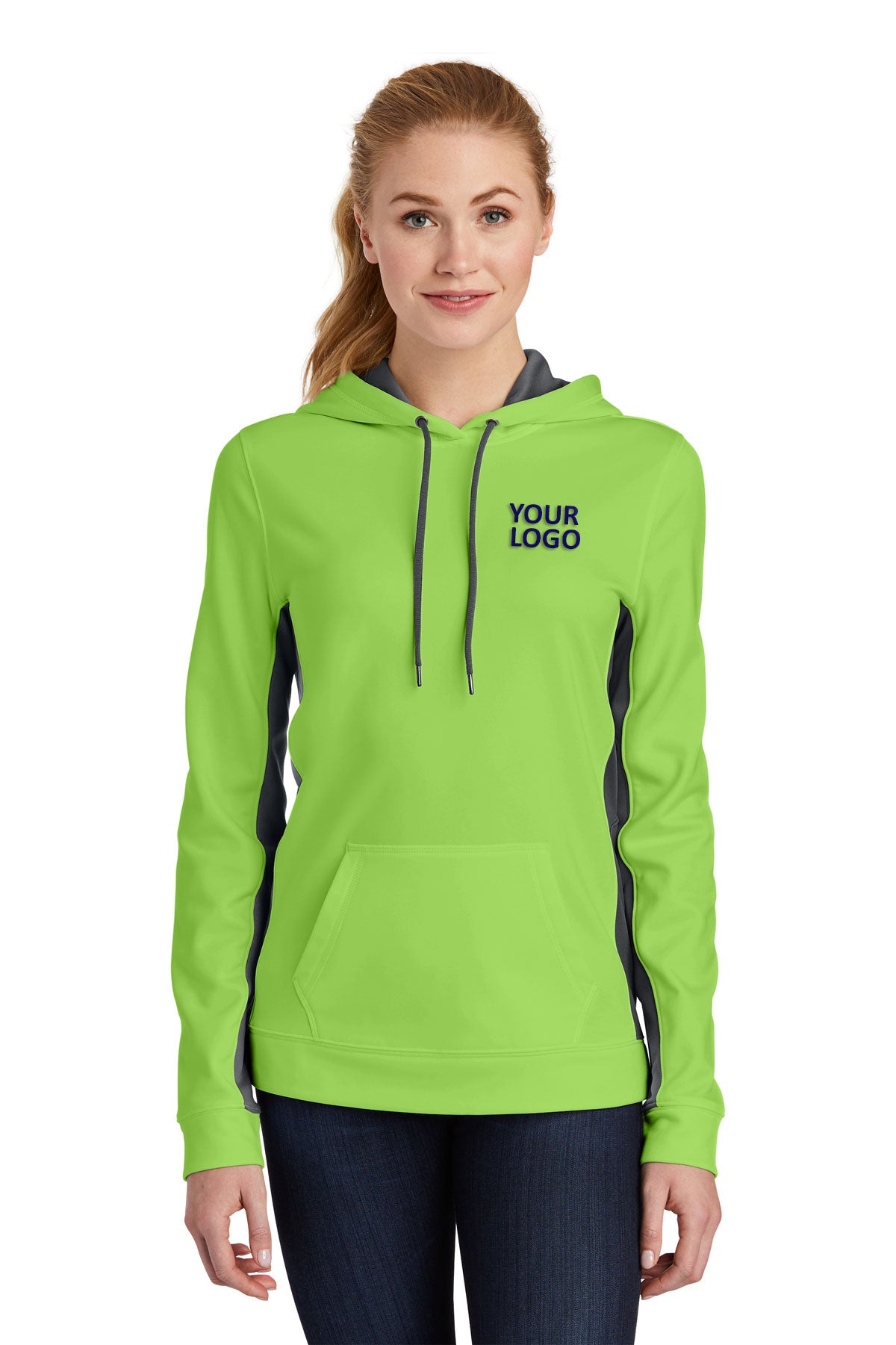 Sport-Tek Lime Shock/ Dark Smoke Grey LST235 custom sweatshirts for business