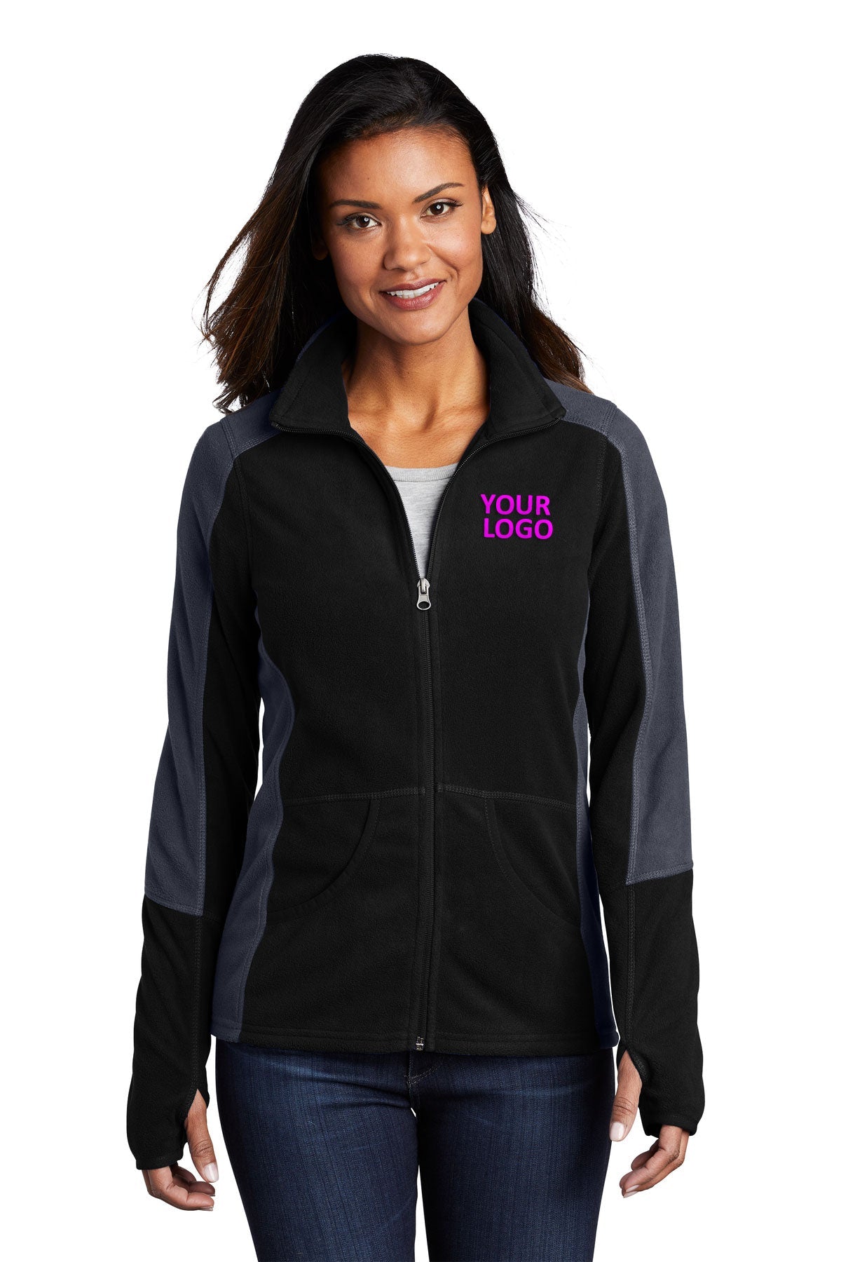 port authority black/ battleship grey l230 business logo jackets