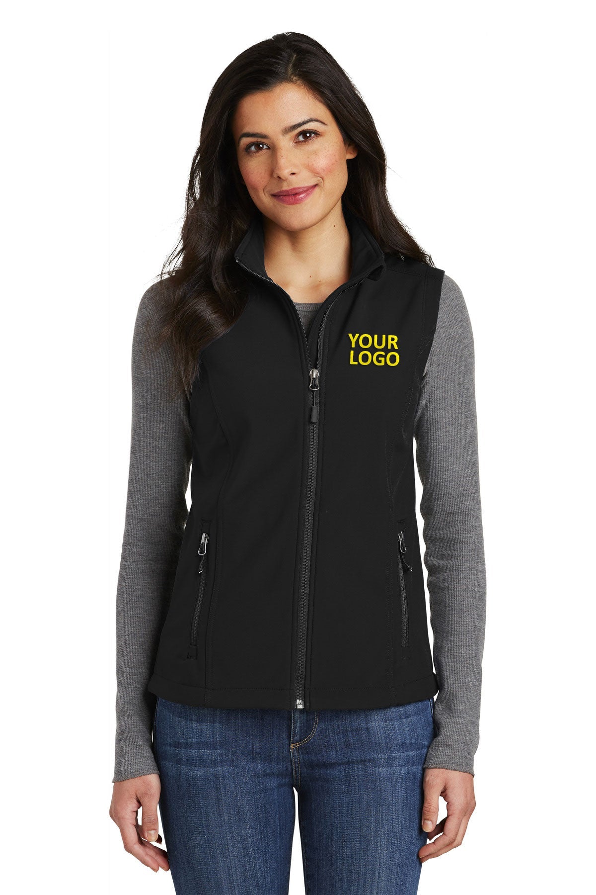 Port Authority Ladies Core Soft Shell Branded Vests, Black [Winners Circle Group]