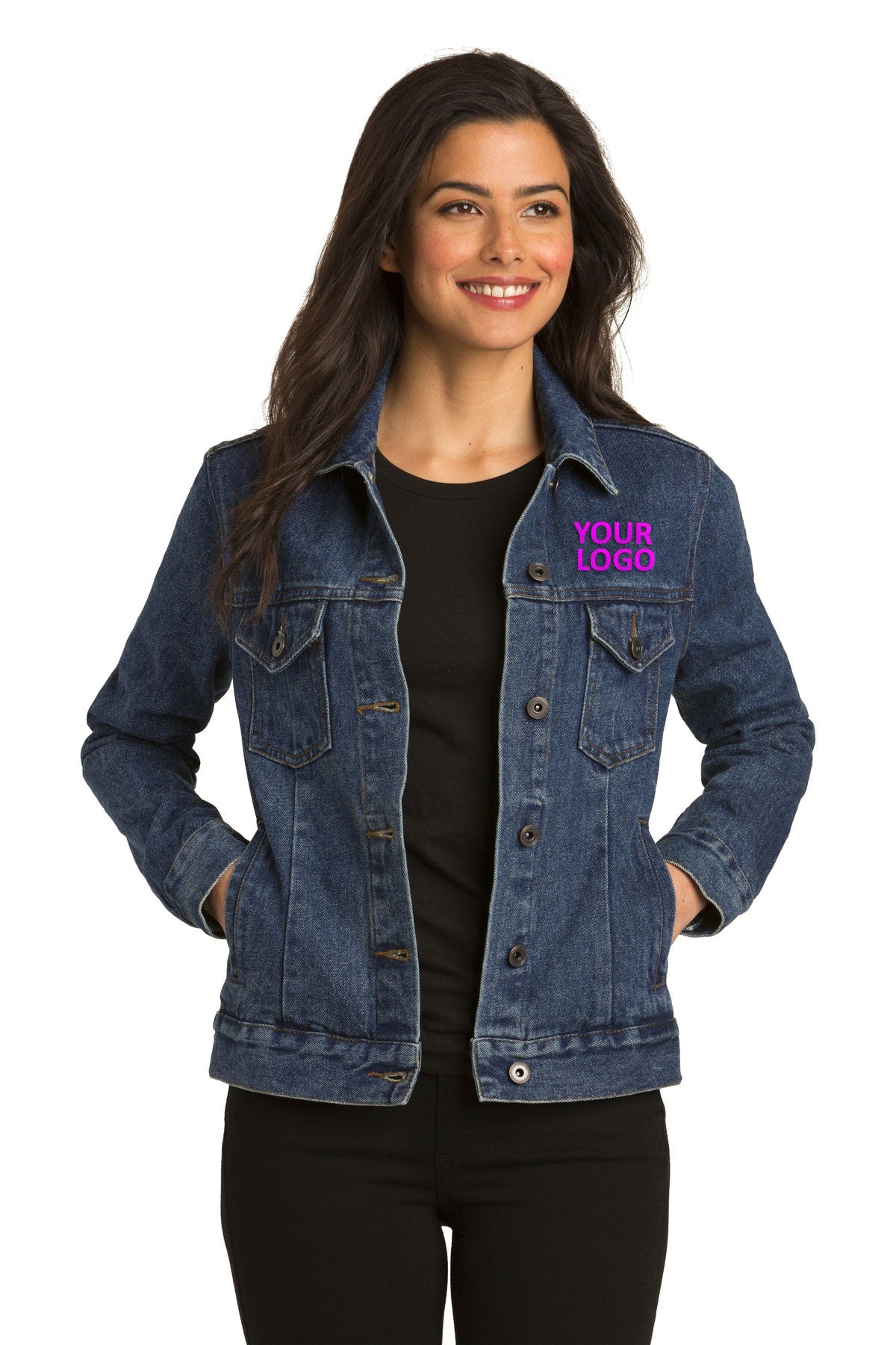 port authority denim blue l7620 company jackets with logo