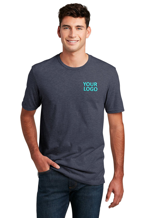 District Made Ladies Perfect Blend Crew Tee's, Heathered Navy