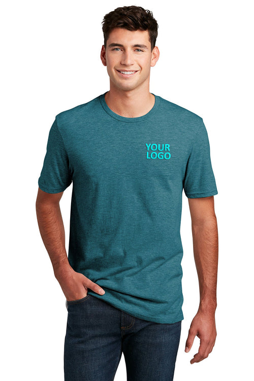 District Made Ladies Perfect Blend Crew Tee's, Heathered Teal