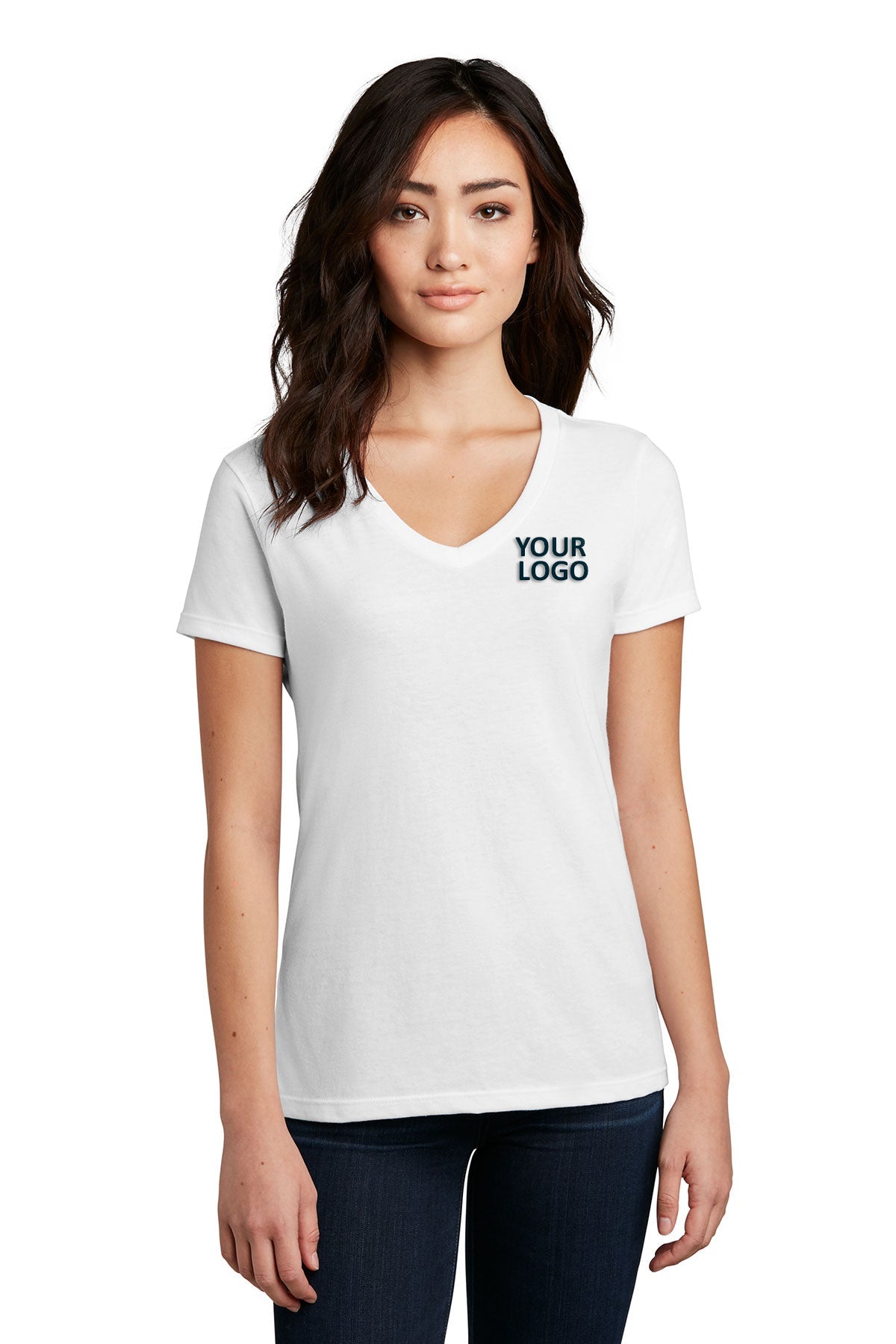 District Made Ladies Perfect Blend V-Necks, White