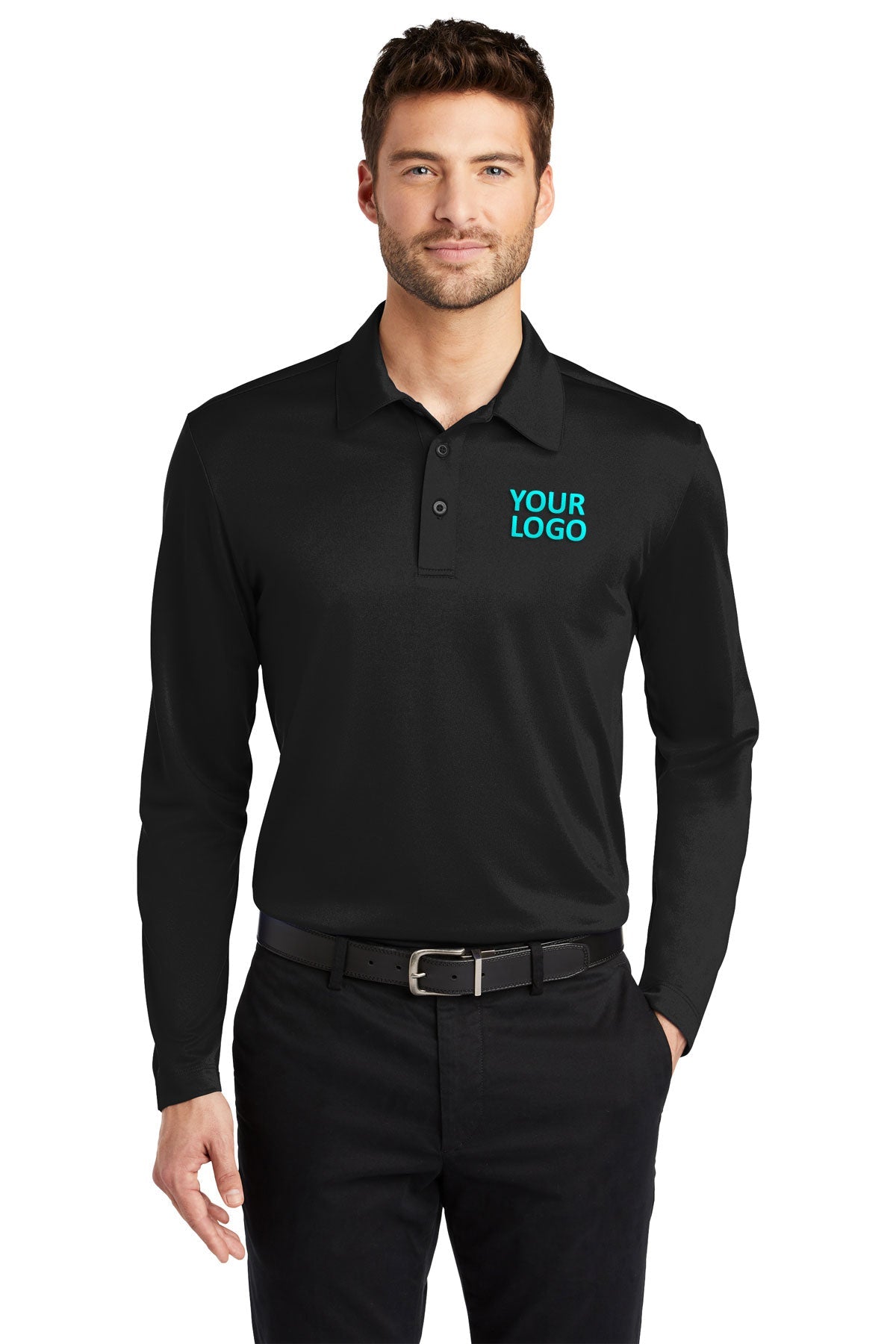 port authority black k540ls custom dry fit polo shirts
