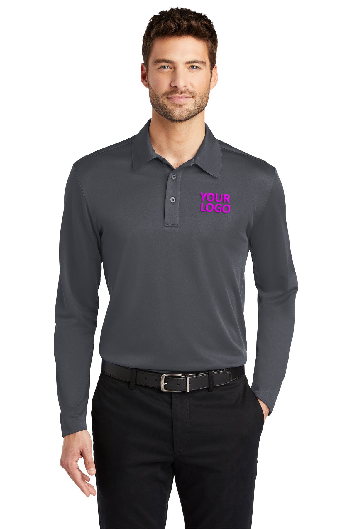 port authority steel grey k540ls custom womens polo shirts