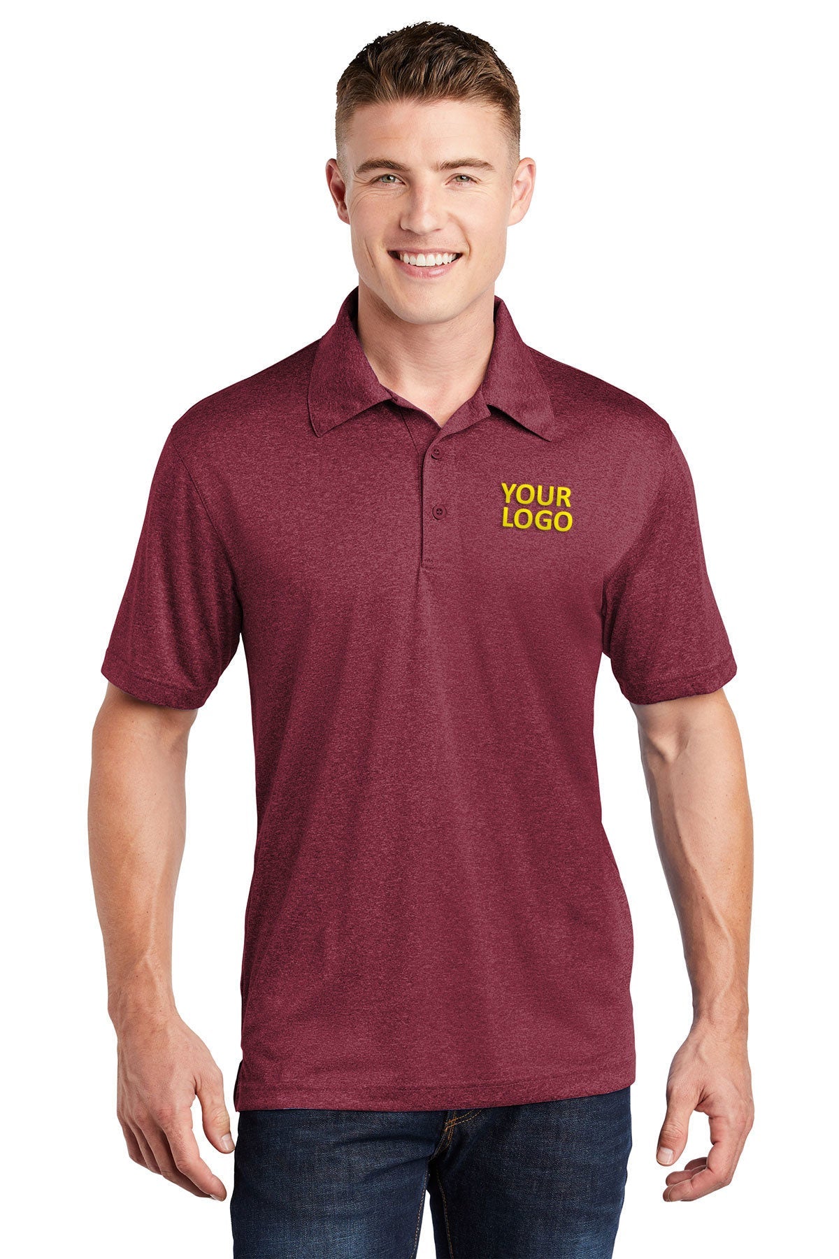 Sport-Tek Heather Contender Custom Polos, Cardinal Heather