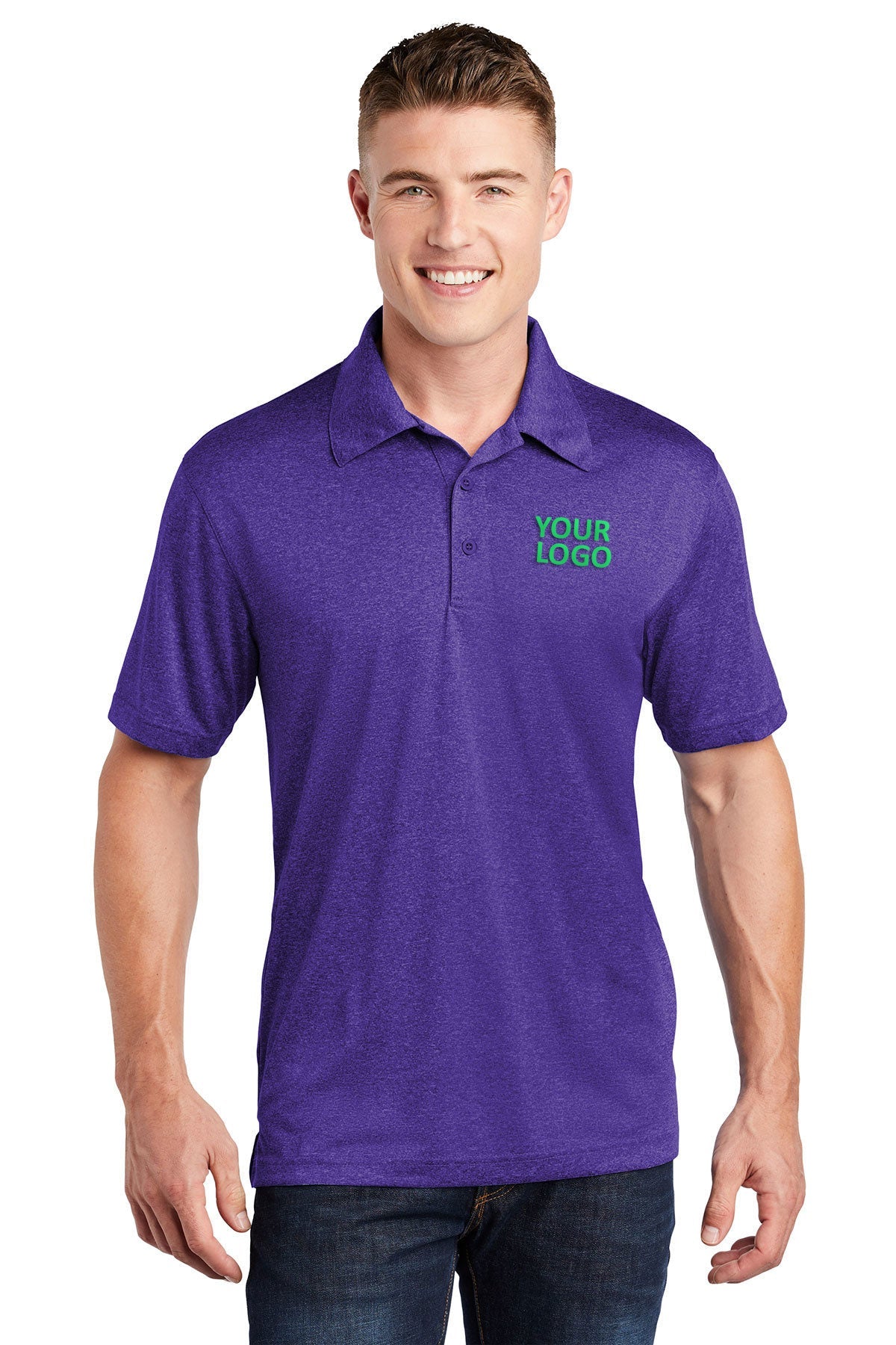Sport-Tek Varsity Purple Heather ST660 polo shirts company logos