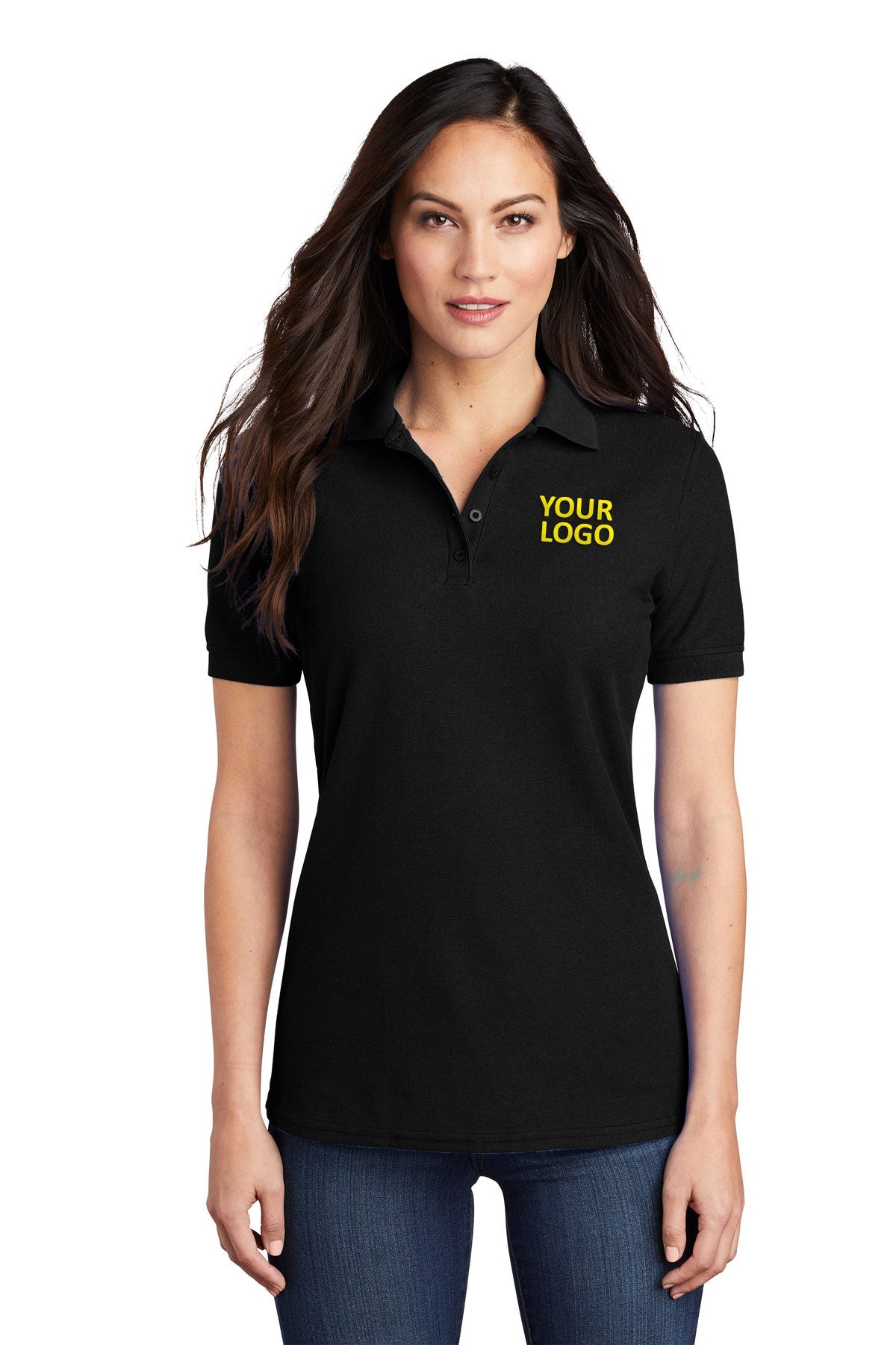 Port & Company Ladies Custom Pique Polos, Jet Black