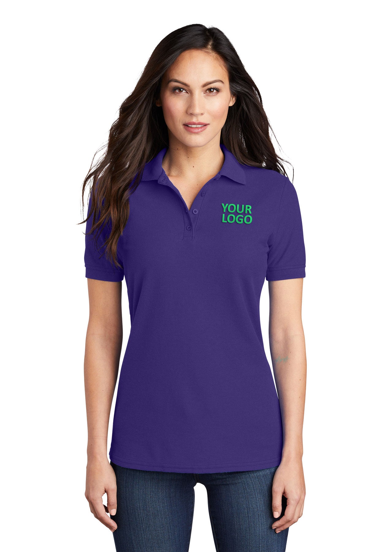 Port & Company Ladies Branded Pique Polos, Purple
