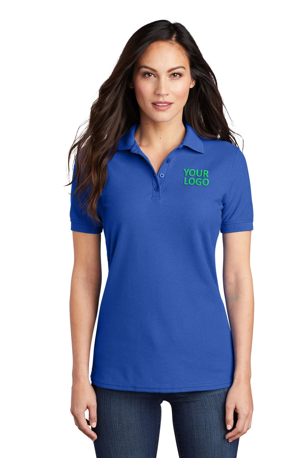 Port & Company Ladies Branded Pique Polos, Royal