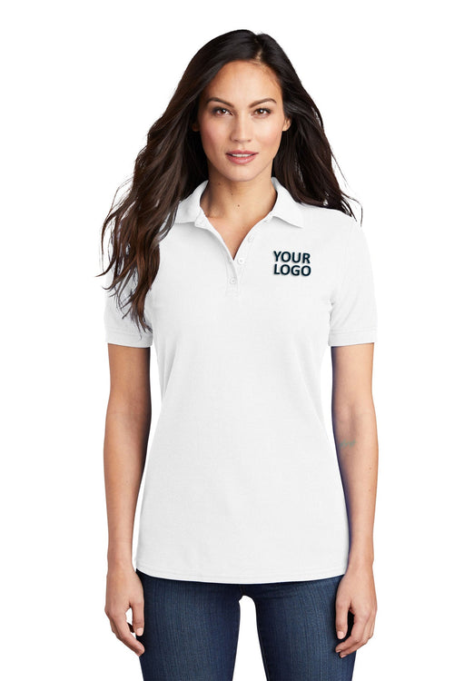 Port & Company Branded Pique Polos, White