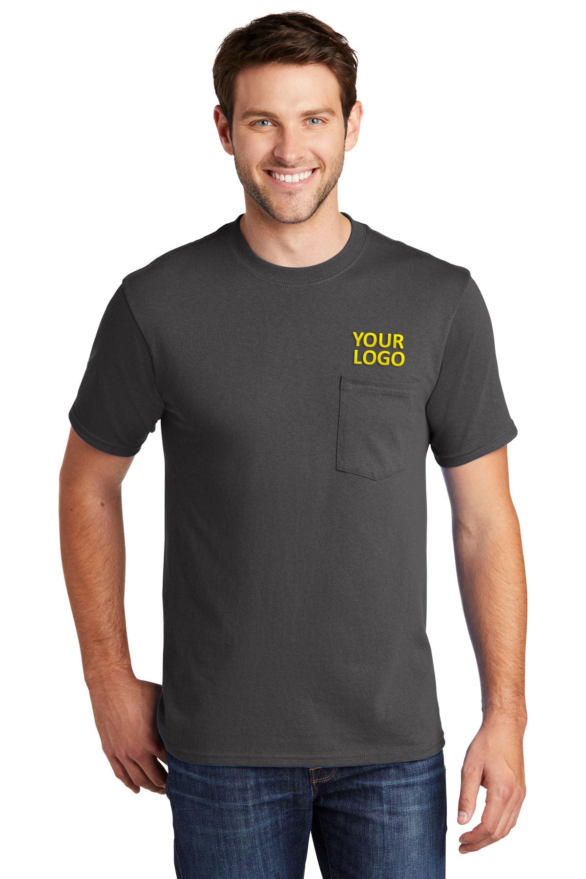 Port & Company Core Cotton Custom Pocket Tee's, Charcoal
