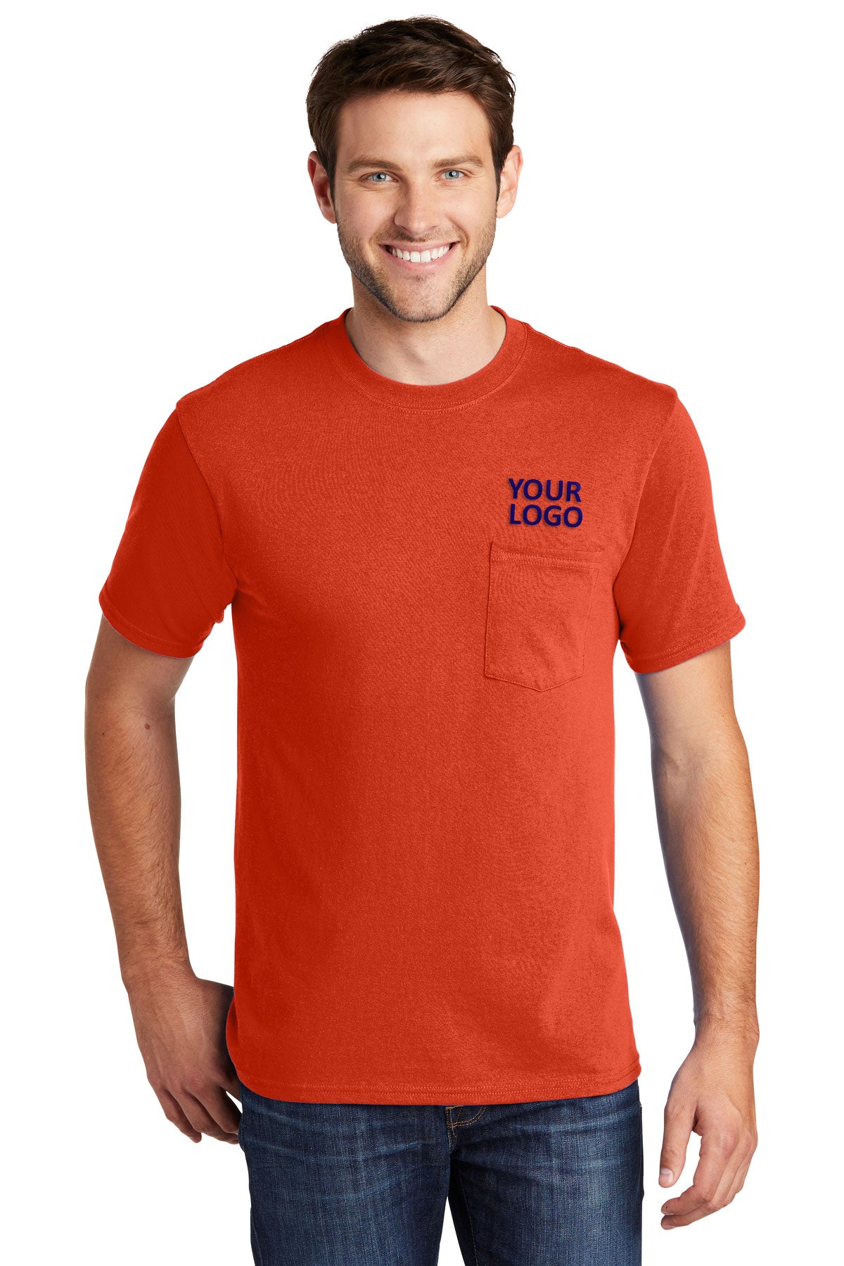 Port & Company Core Cotton Custom Pocket Tee's, Orange