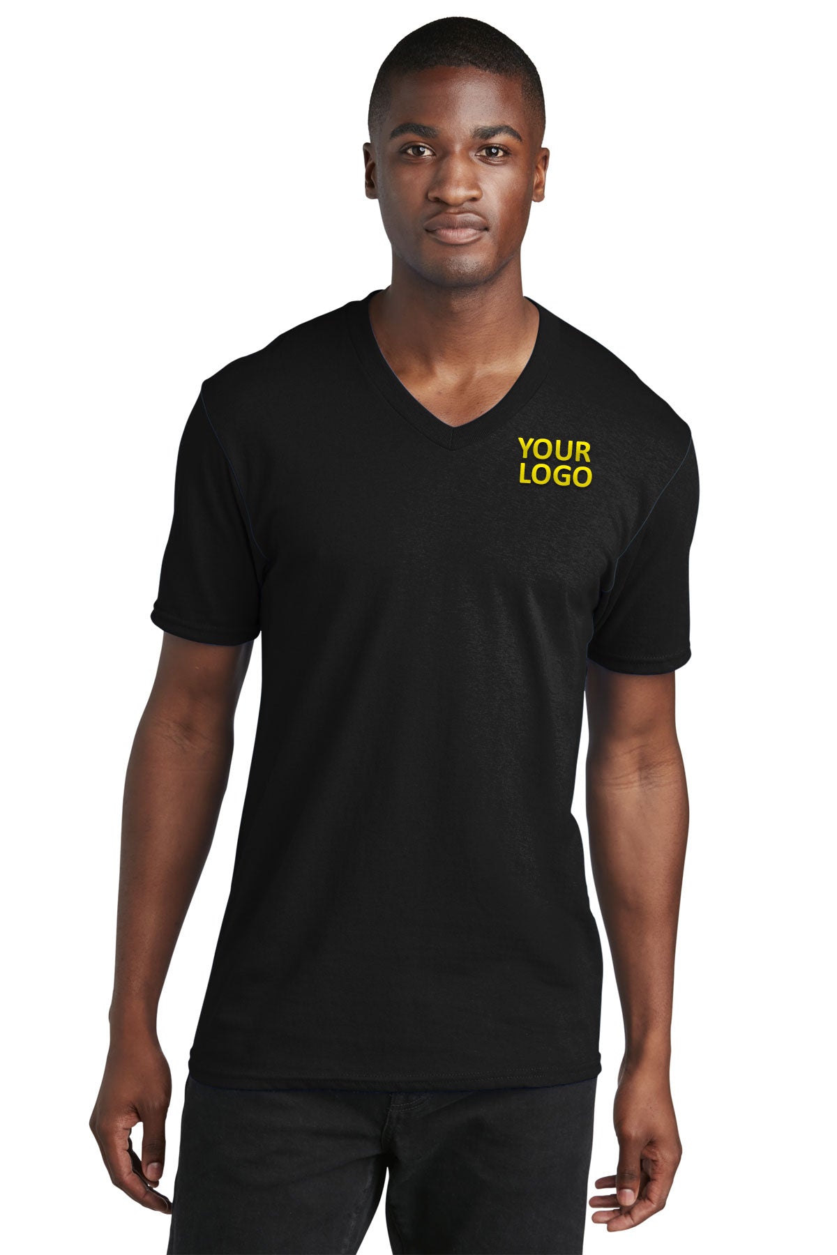 Port & Company Core Cotton Custom V-Neck Tee's, Jet Black