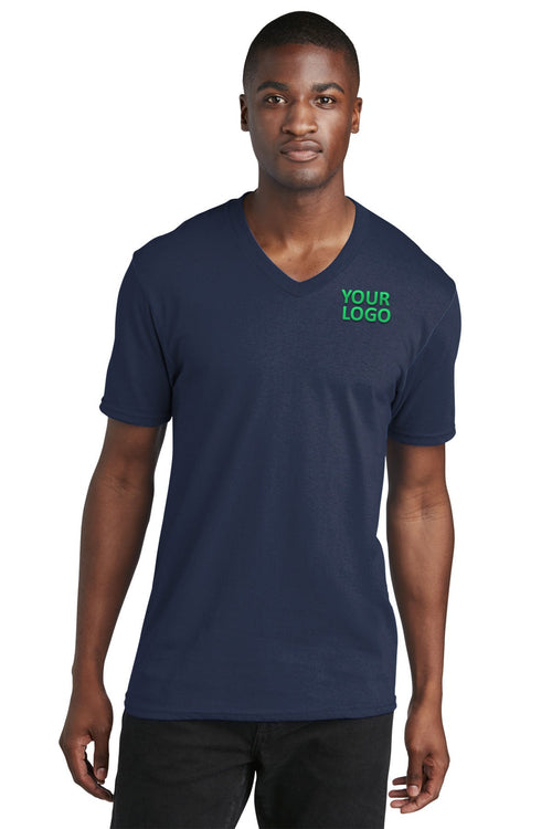 Port & Company Ladies Core Cotton Customized V-Neck Tee's, Navy