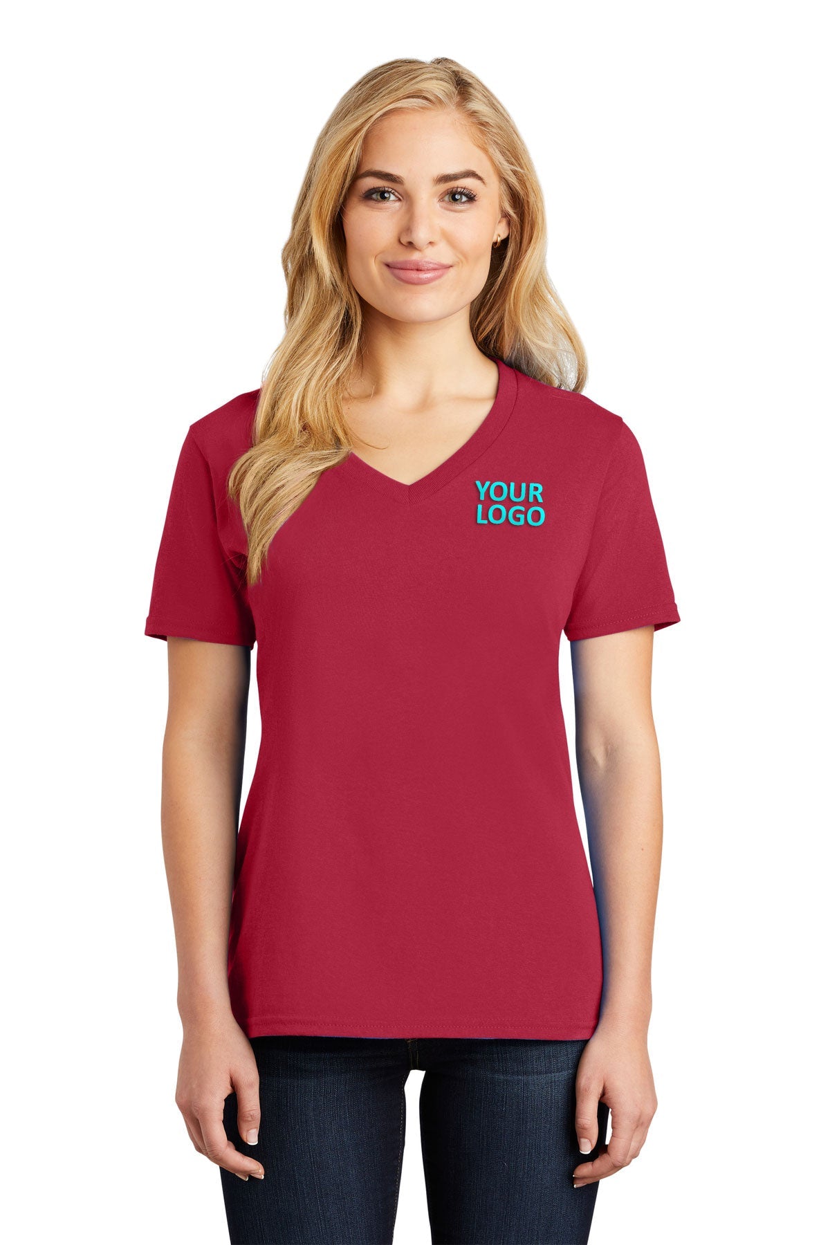 Port & Company Ladies Core Cotton V-Neck Tee