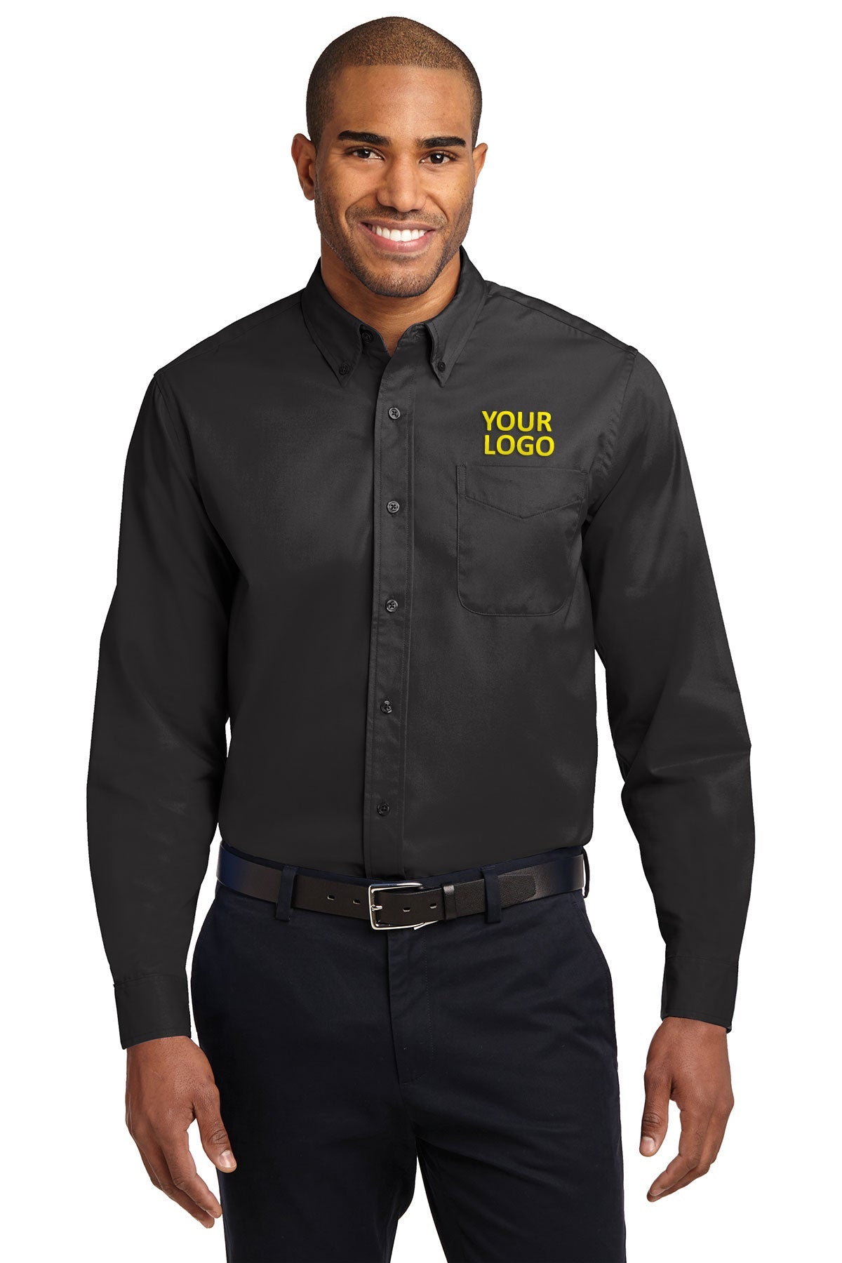 Port Authority Black/ Light Stone S608ES custom corporate clothing
