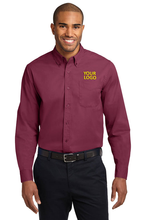 Port Authority Easy Care Custom Shirts, Burgundy/Light Stone