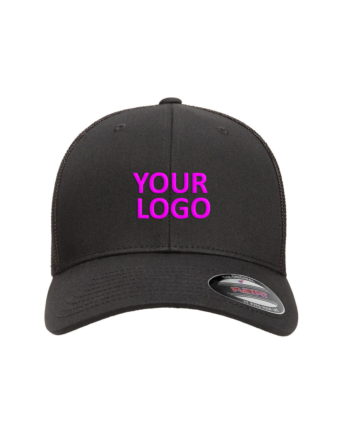 Flexfit 6-Panel Trucker Custom Caps, Black