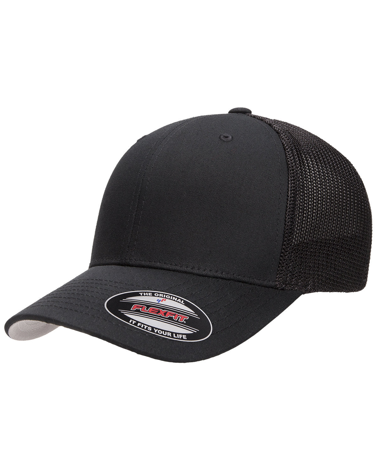 Flexfit 6-Panel Trucker Custom Caps, Black