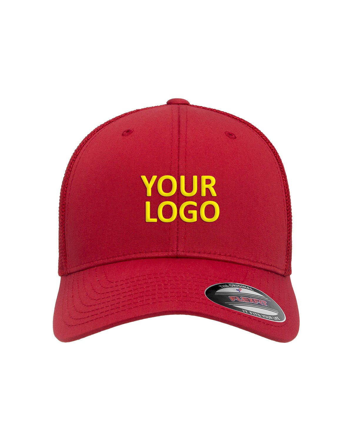 Flexfit 6-Panel Trucker Customized Caps, Red