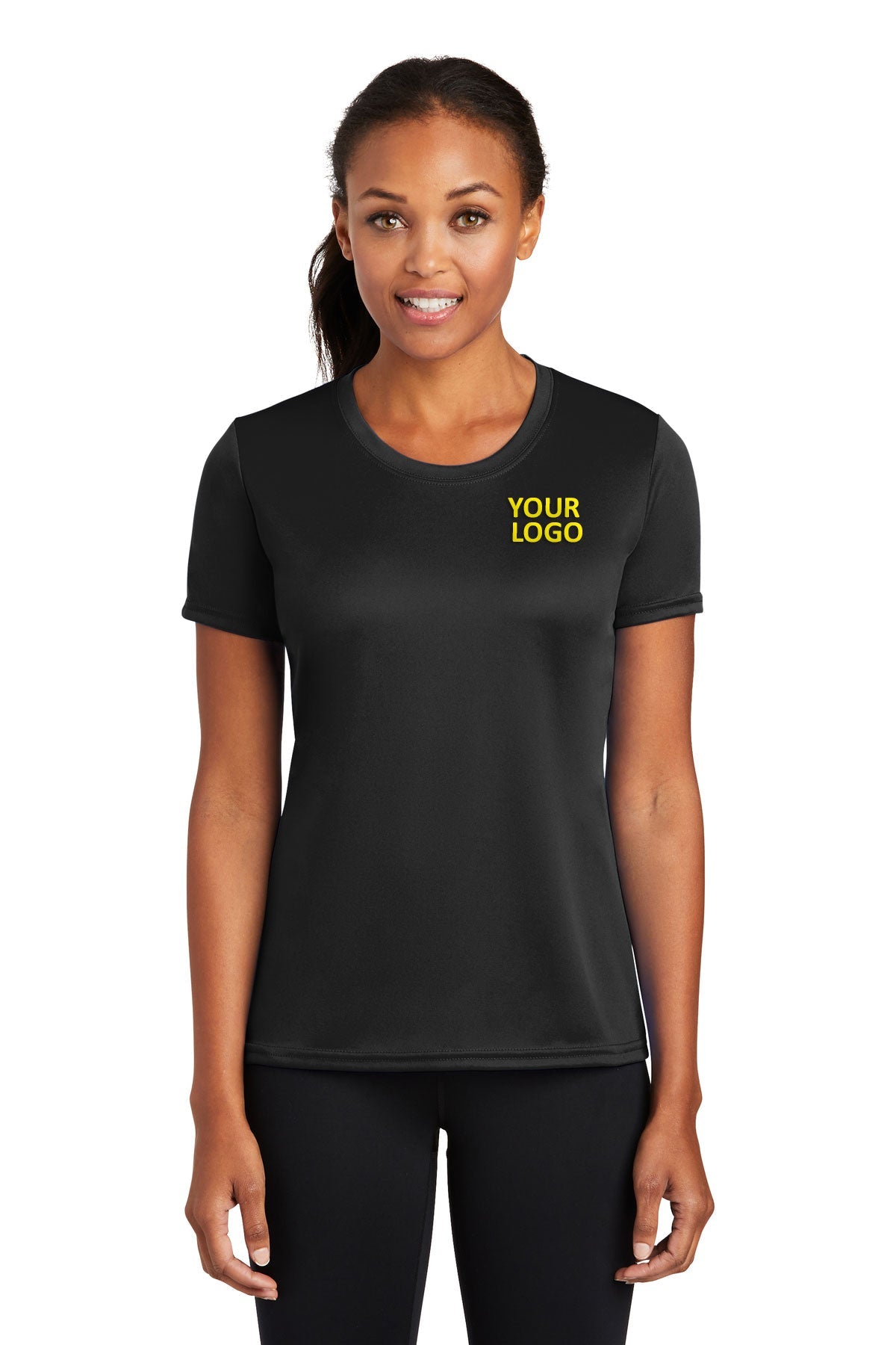 Port & Company Ladies Performance Branded Tee's, Jet Black