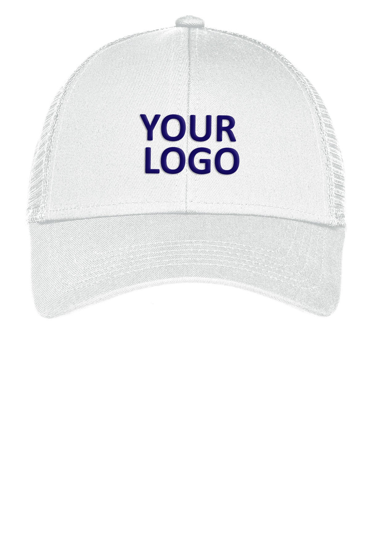 Port Authority Adjustable Mesh Back Branded Caps, White