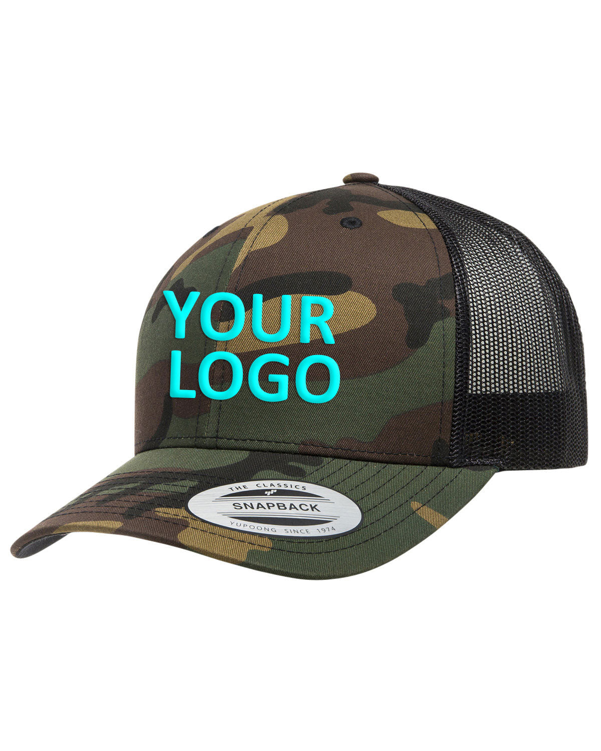 Yupoong Adult Retro Trucker Cap 6606 GREEN CAMO/ BLK
