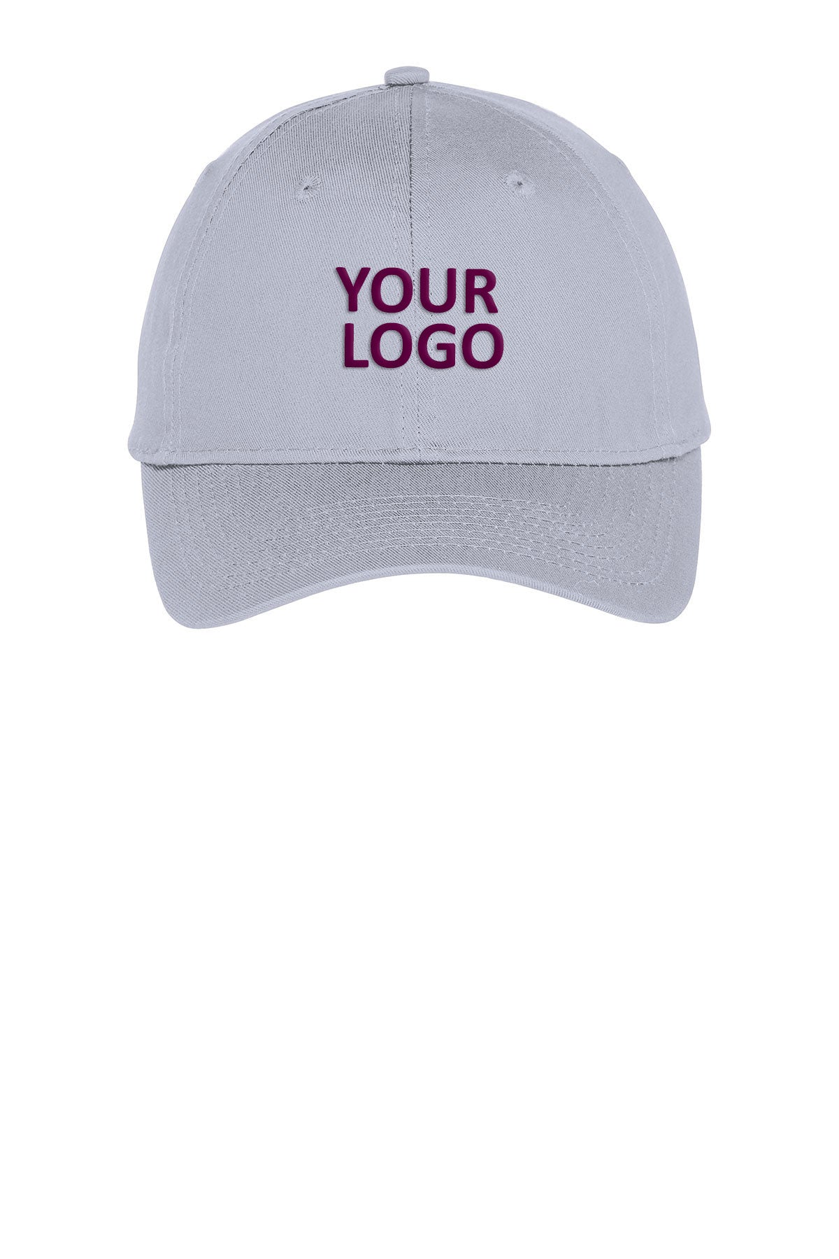 Port Authority Six Panel Twill Customized Caps, Silver