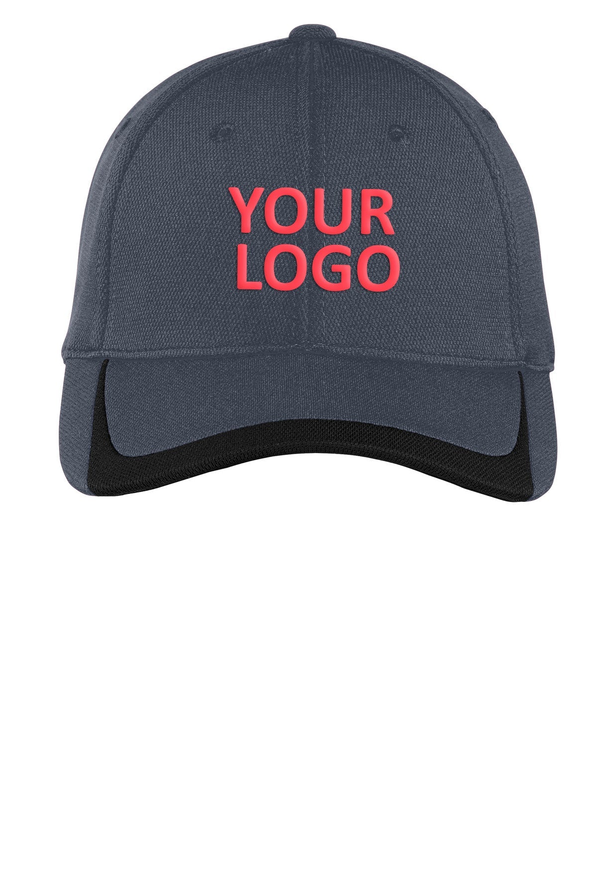sport tek pique colorblock cap graphite black