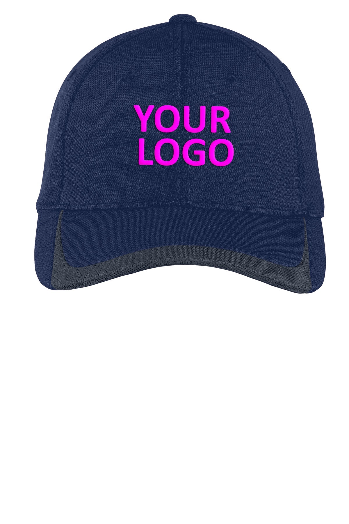 sport tek pique colorblock cap true navy graphite