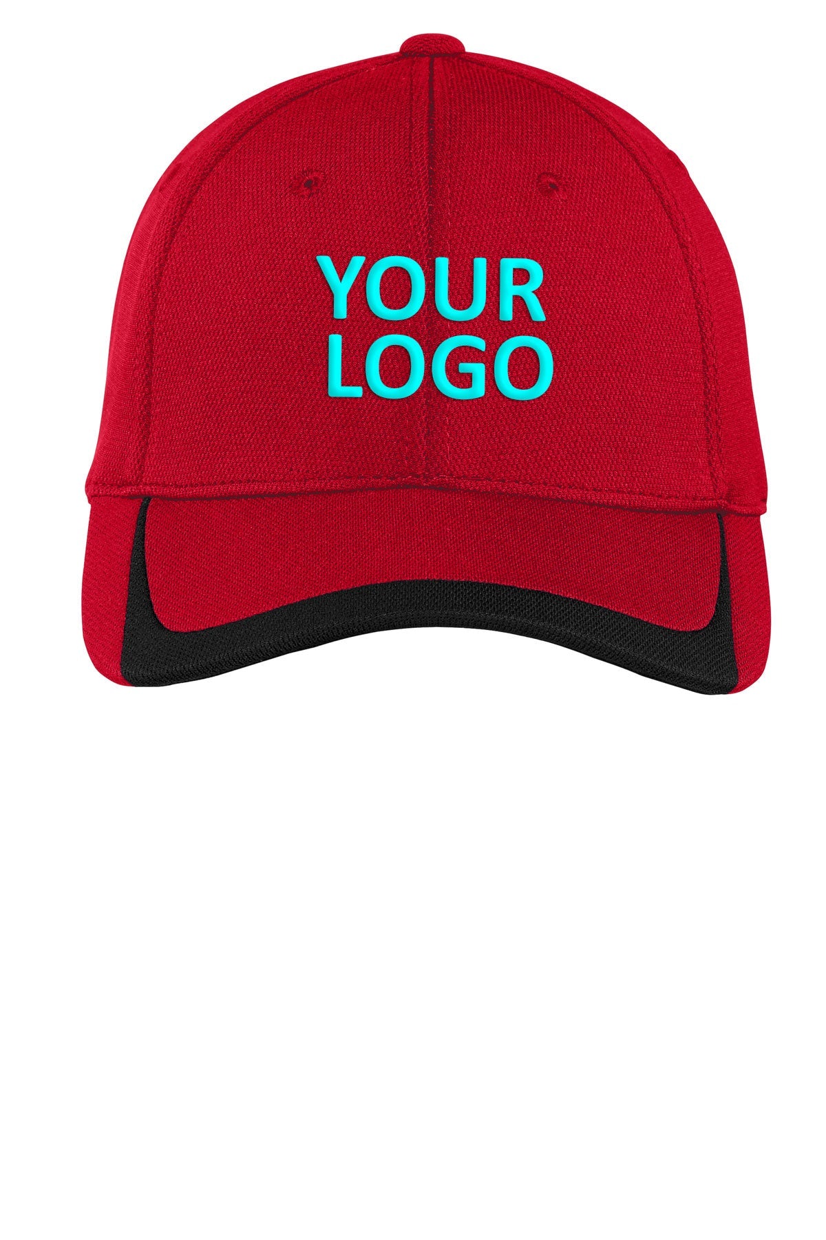 Sport-Tek Pique Custom Colorblock Caps, True Red/ Black