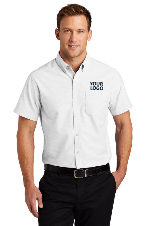 Port Authority Ladies Short Sleeve SuperPro Branded Oxford Shirts, White