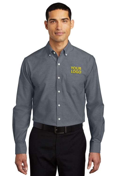 Port Authority Ladies SuperPro Custom Oxford Shirts, Black