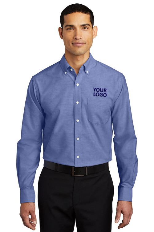 Port Authority Ladies SuperPro Custom Oxford Shirts, Navy
