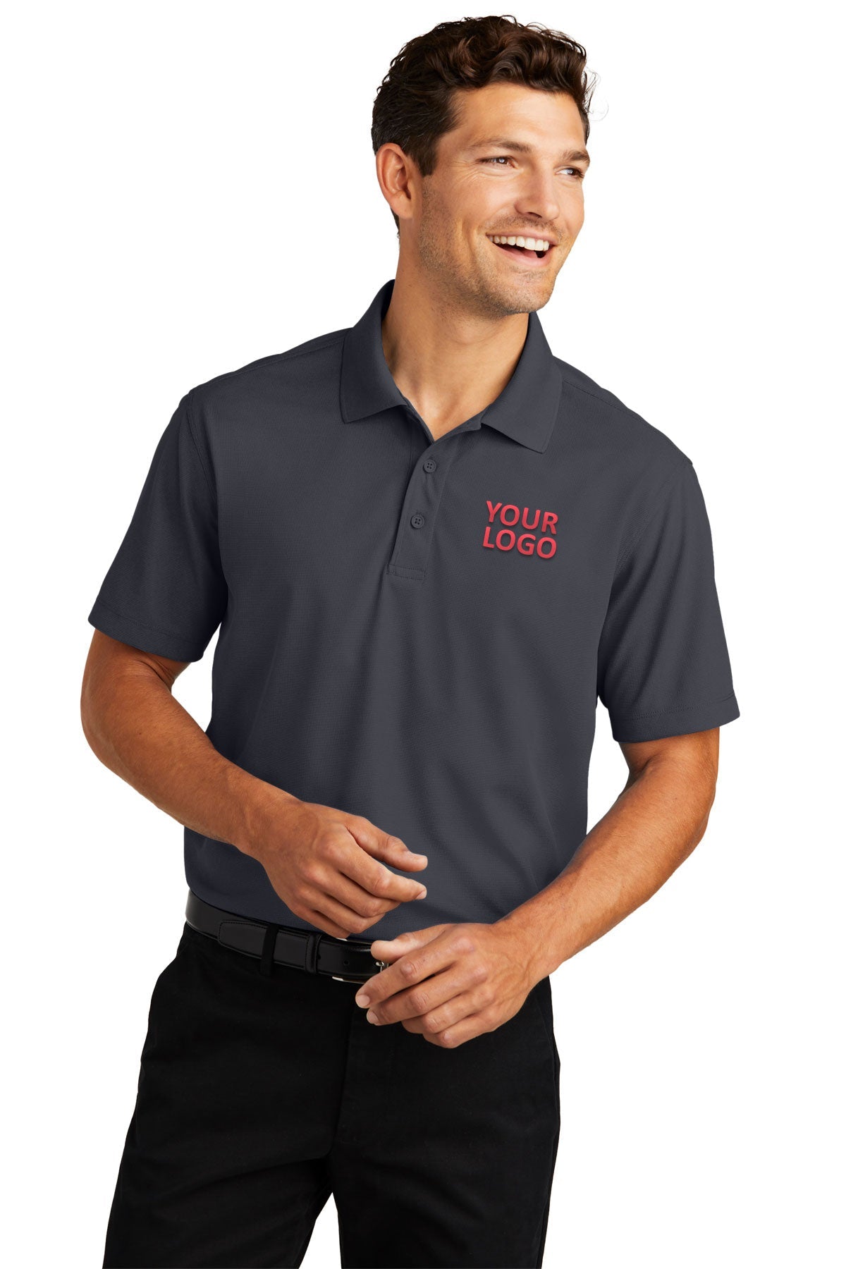 port authority battleship grey k572 custom made polo shirts with logo