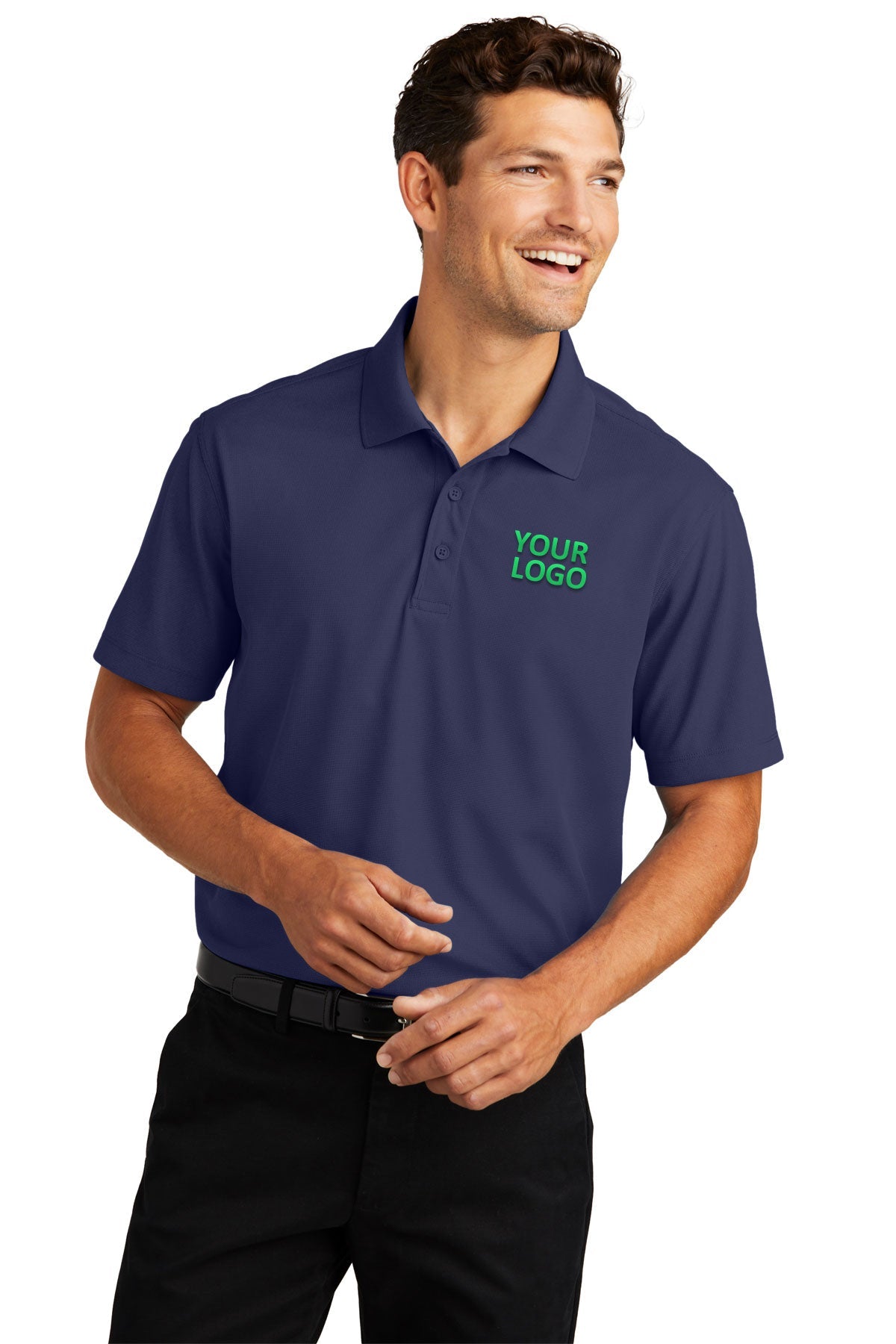 Port Authority Dry Zone Customized Grid Polos, True Navy