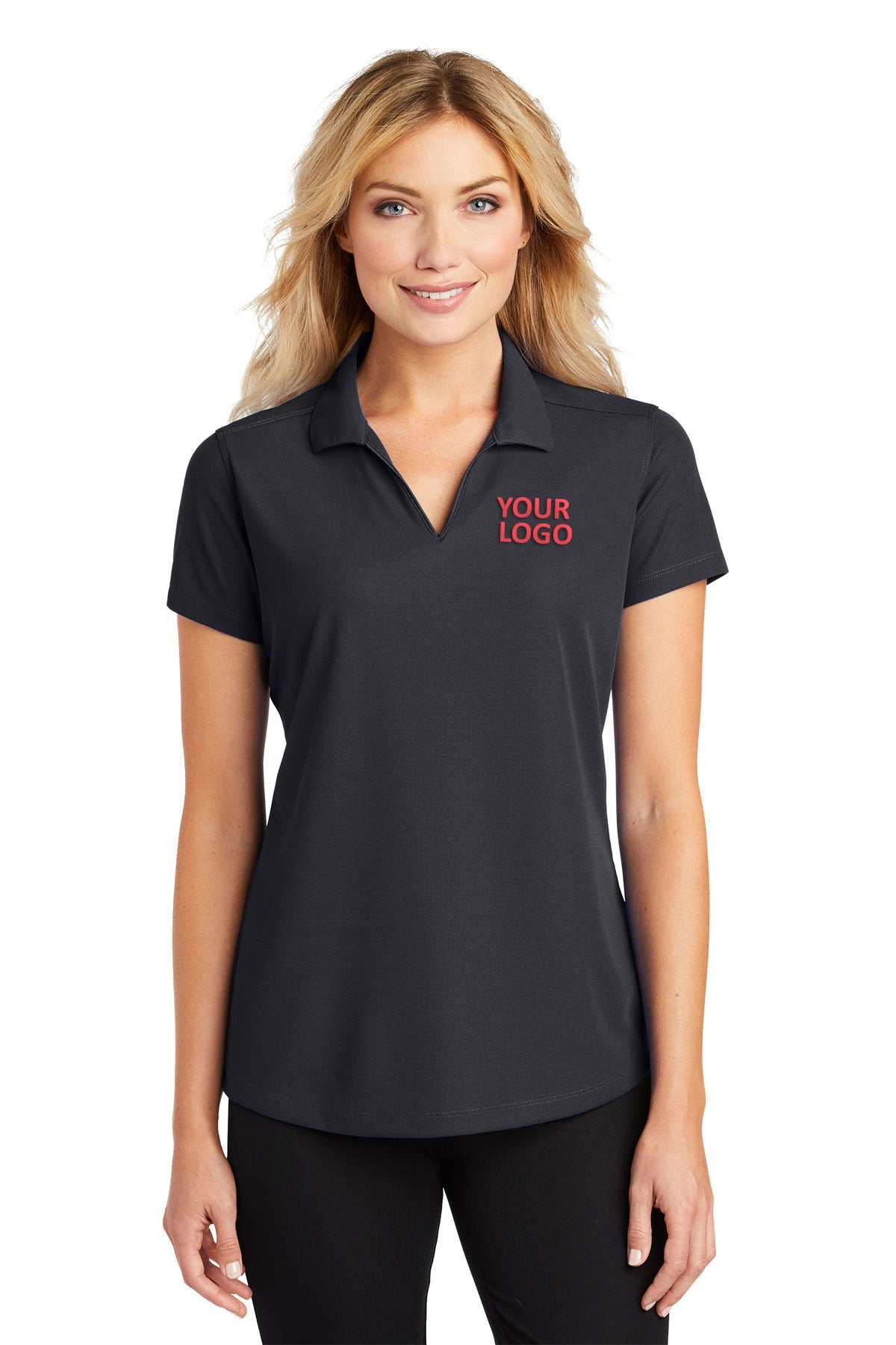 Port Authority Ladies Dry Zone Custom Grid Polos, Battleship Grey [TruNorthern]