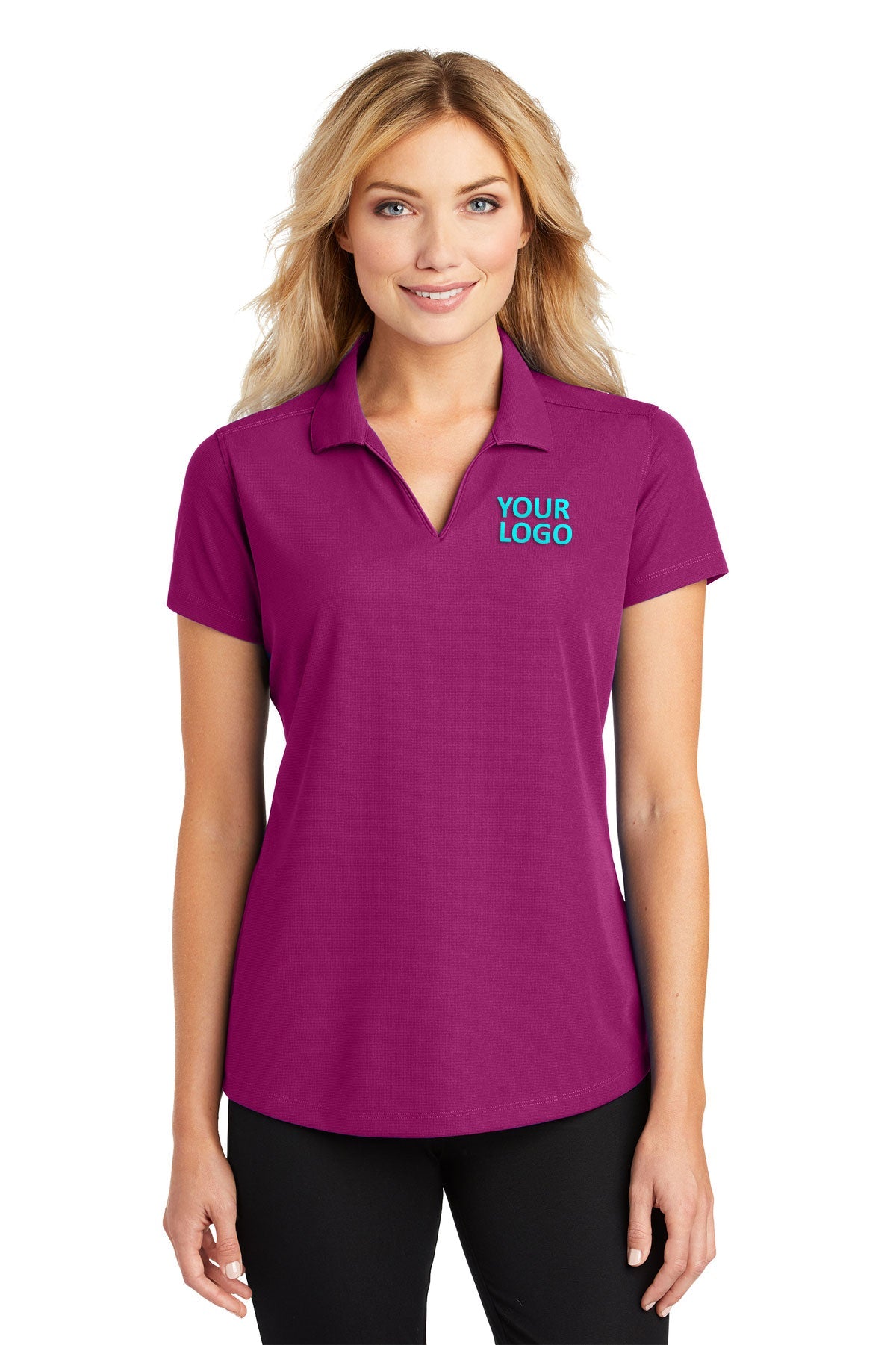 port authority magenta l572 custom logo polo shirts embroidered